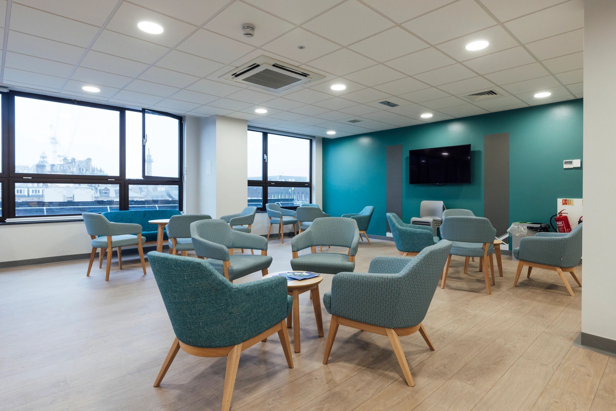 Clean medical clinic waiting area